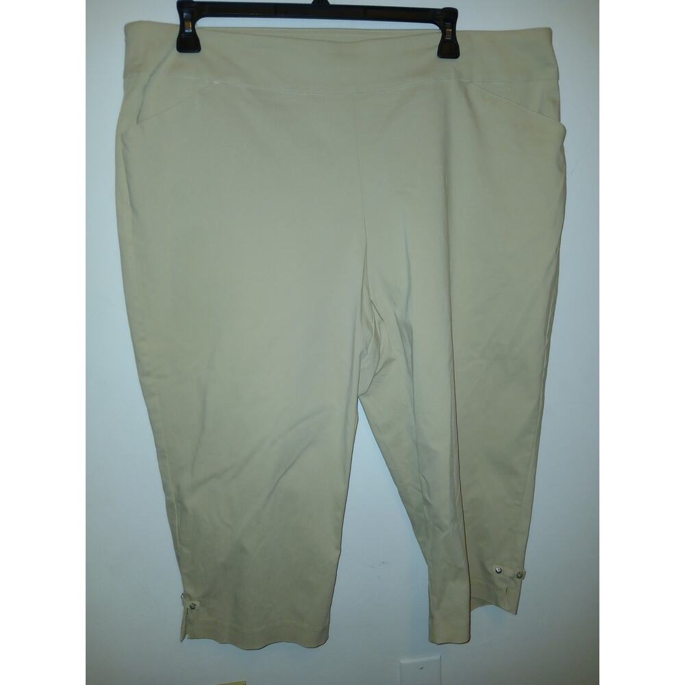 New Coral Bay 22W Crop Ankle Pants Flat Front Stretch 2X Pull On Preppy Casual